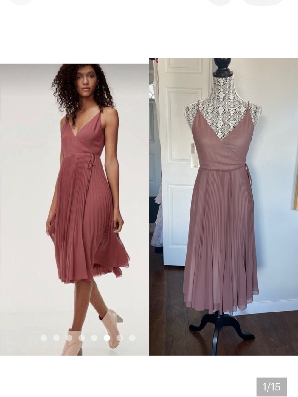 NWT Aritzia Wilfred Beune Pleated Wrap Midi Dress. Small.